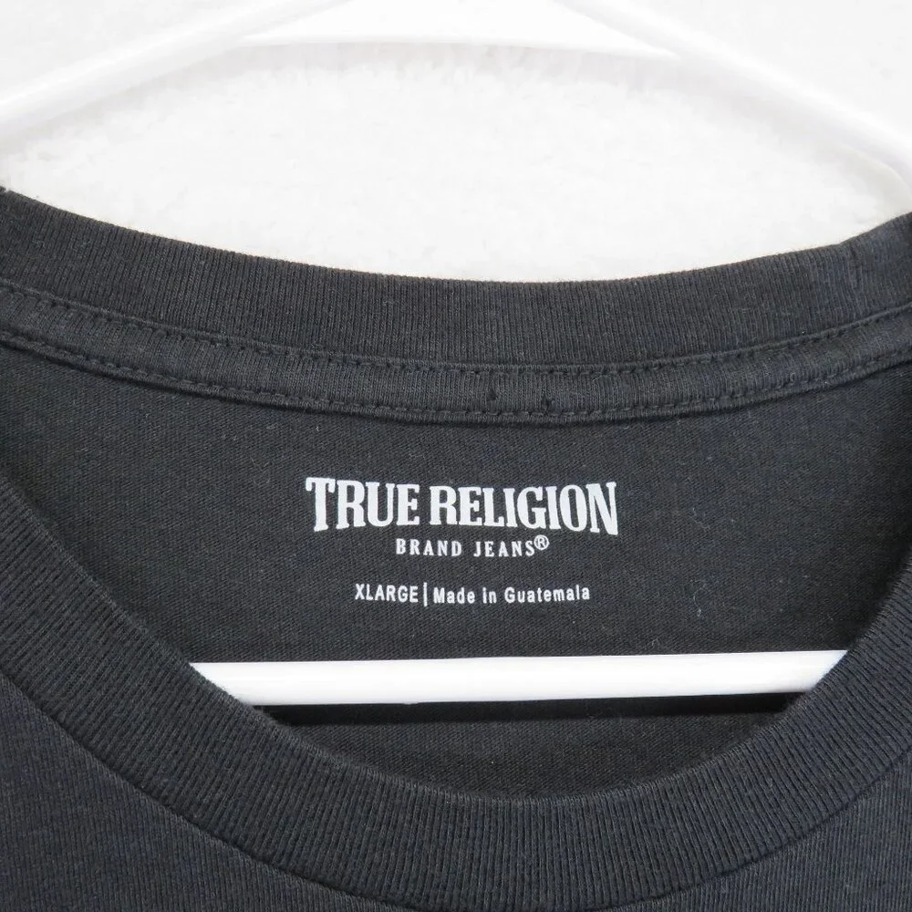 True Religion T Shirt Mens Sz Extra Large Black‎ G old Foil Graphic Short Sleeve